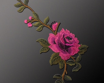 Peony embroidered applique patch  floral patch Clothing decoration patch