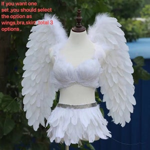 Party costume  Feather  White or black Wings, Angel Feather Wings  for Outfits  Christmas Costume party