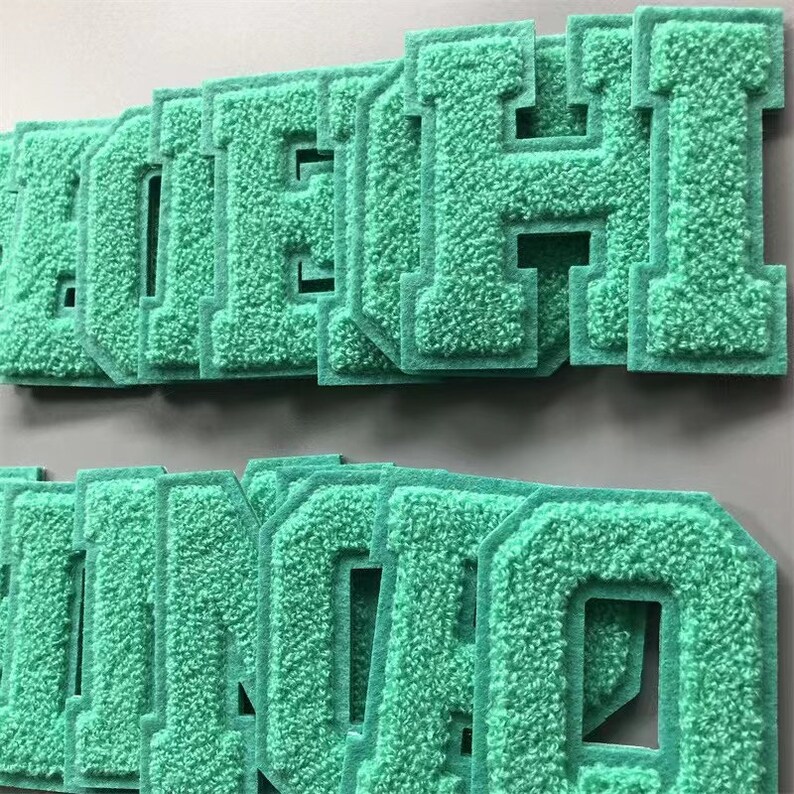 Green Chenille Letters Patch Alphabet Embroidered Applique Etsy