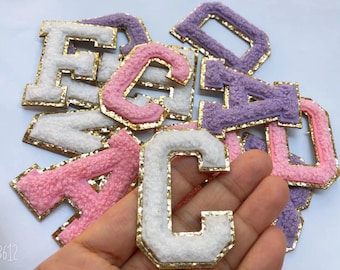 Sticker Colorful Chenille Embroidered Letters  Patch adhesive  letter patches- perfect to stick on the bag laptop or book