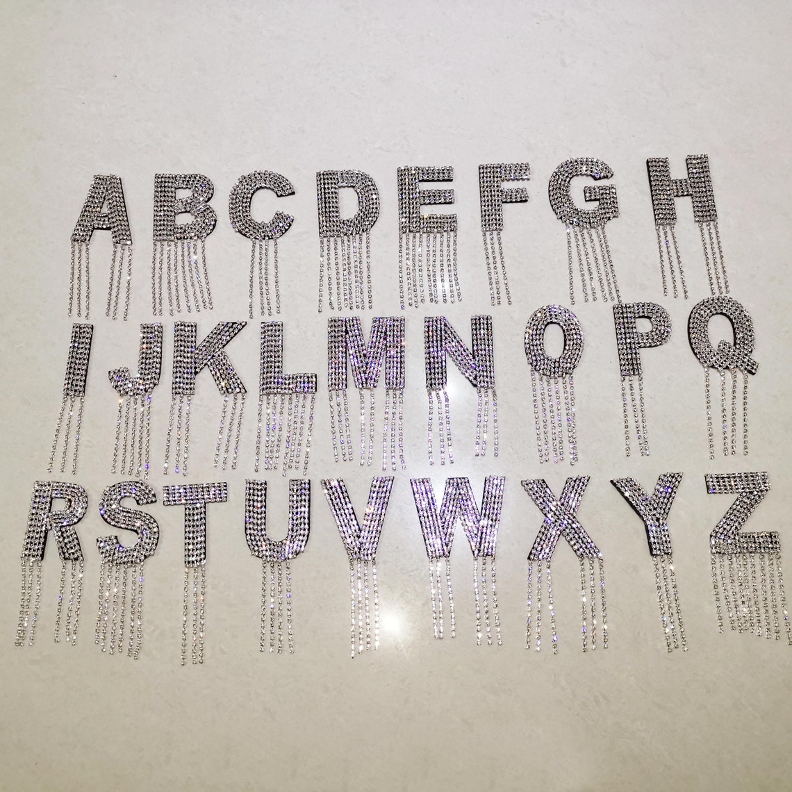 Rhinestone Letters With Tassels Patch Alphabet Embroidered - Etsy