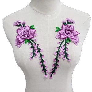 A pair 3D embroidered flower Applique floral  Patch clothing decoration applique