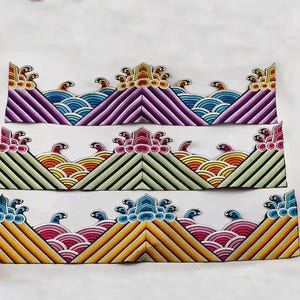 Ocean Waves and Auspicious Clouds embroidered   Applique iron on Patch