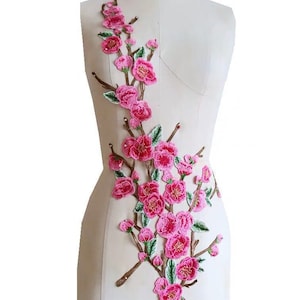 Large Plum flower applique embroidered clothing decoration patch applique sew on patch