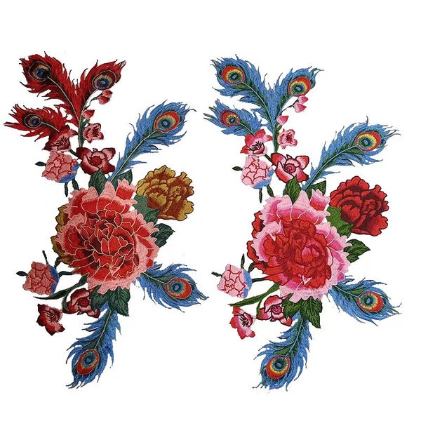Große Pfingstrose Foral gestickter Aufnäher Blumen Applikation Aufnäher T-Shirt Dekoration Patch