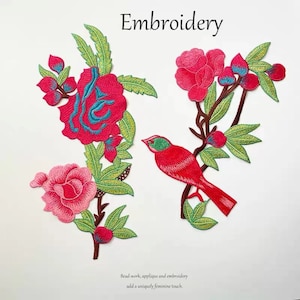 One couple bird with  flower  embroidered patch applique clothing decoration patch  fabric patch