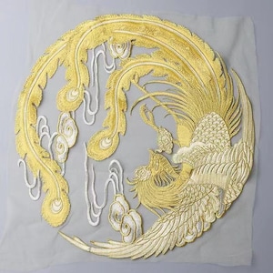 Golden Phoenix bird embroidered applique  patch Clothing decoration