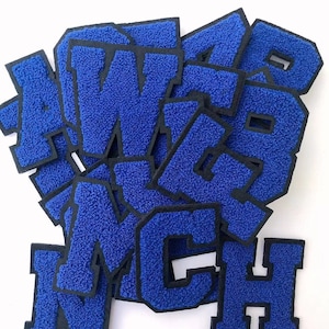 Blue Embroidered sewn on chenille Letters  Applique Patch design  Name Letters Patch for T-Shirt or Coat or jeans  Patches