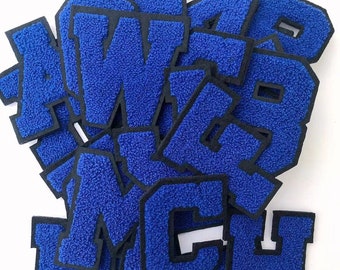 Blue Embroidered sewn on chenille Letters  Applique Patch design  Name Letters Patch for T-Shirt or Coat or jeans  Patches