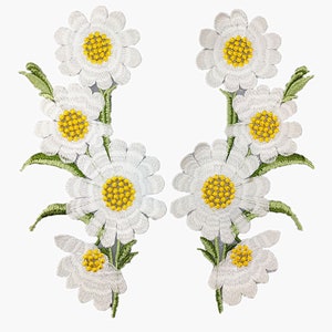 A pair daisy flowers applique embroidery patch DIY Accessories applique  floral patches