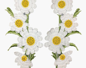 A pair daisy flowers applique embroidery patch DIY Accessories applique  floral patches