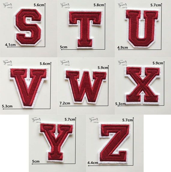Red Embroidered Iron on Letters or Numbers Applique Patch,iron on