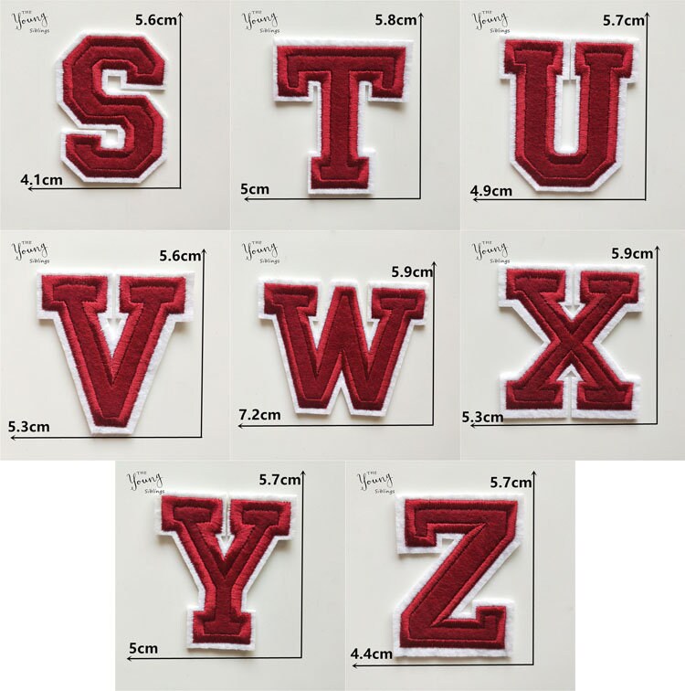 Red Iron on Letters for Clothing Tshirts Jerseys 2.15 Embroidered