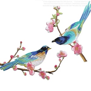 Paar Vögel mit Blume Flicken Applikation gestickt Flicken T-Shirt oder Jeans Dekoration Flecken Applikation