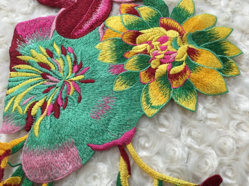 Embroidered Flower applique Vintage colorful floral patch Etsy