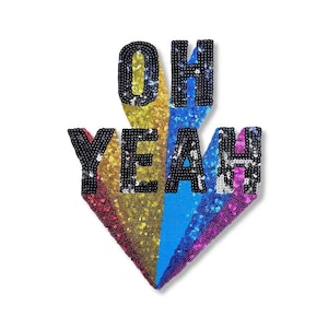 Parche de lentejuelas OH YEAH para planchar, para decoración de ropa, parches de moda