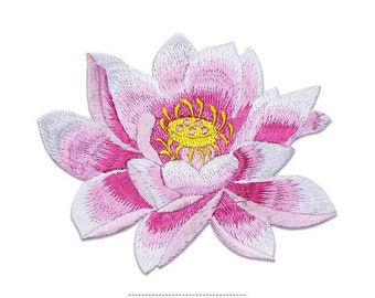 Lotus flower  floral embroidered patch fashion Applique iron on Patch