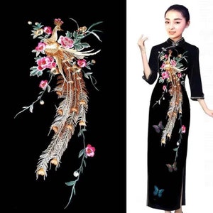 Large phoenix with peony flower  Applique Patch, Costume Decorative Applique Patches