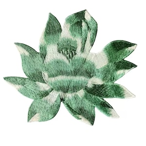 Parches bordados con diseño de flor de loto para coser en prendas decorativas