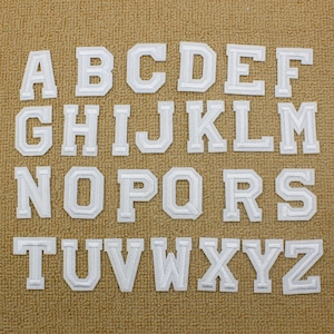 White Embroidered iron on Letters Applique Patch,Iron On Name Letters Patch for T-Shirt or Coat,Decoration Embroidery iron on Patches