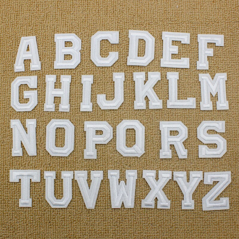 White Embroidered iron on Letters Applique PatchIron On Name | Etsy