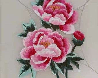 Peony embroidered applique patch floral patch applique  clothing decoration patch