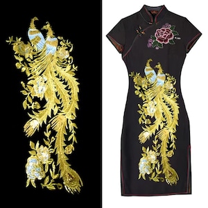 Gold couple phoenix   Applique Patch  Clothing or jeans or coat decoration Patch Supplies