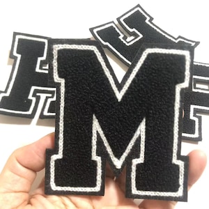 Black Embroidered sewn on chenille Letters  Applique Patch design  Name Letters Patch for T-Shirt or Coat or jeans  Patches