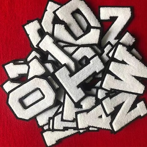 White Embroidered sewn on chenille Letters  Applique Patch design  Name Letters Patch for T-Shirt or Coat or jeans  Patches