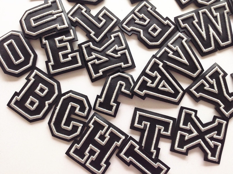 Black Letters Patch Alphabet Embroidered Applique Colorful Letters sew on Patches