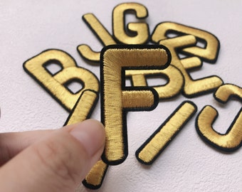 Gold  Embroidered Letters Applique Patch,Iron On Name Letters Patch for T-Shirt or Coat,Decoration iron on Patches