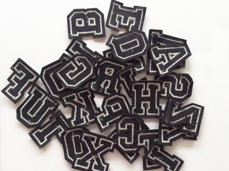 Black Letters Patch Alphabet Embroidered Applique Colorful Letters sew on Patches