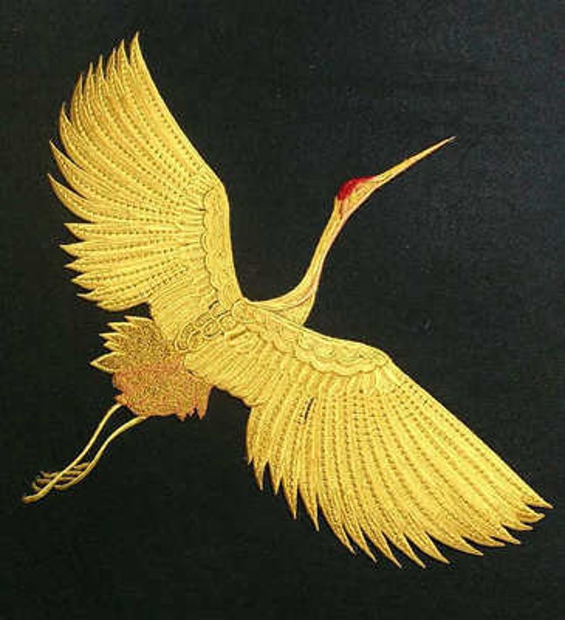 Crane patch embroidered applique clothing or jacket or coat decoration iron on patch image 1