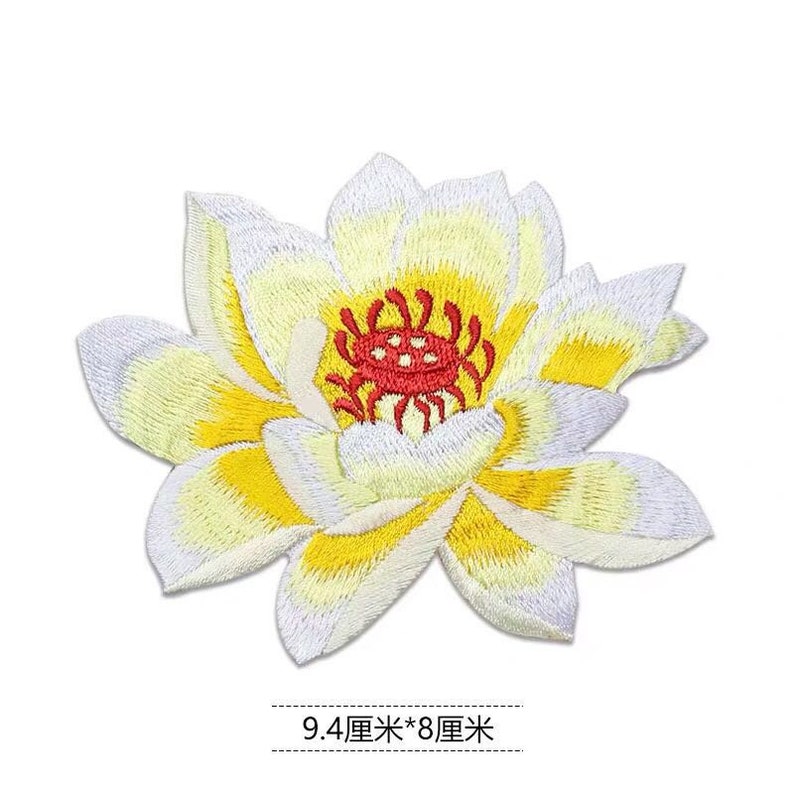 Lotus flower floral embroidered patch fashion Applique iron on Patch image 4