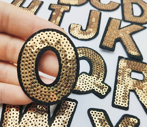 Gold Letter Sequin Patch Patches Iron-on / Sew-on Clothes Alphabet  Embroidery 