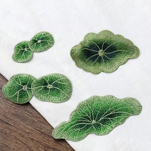 Embroidered lotus leaf patch applique   patch sewing decoration patch