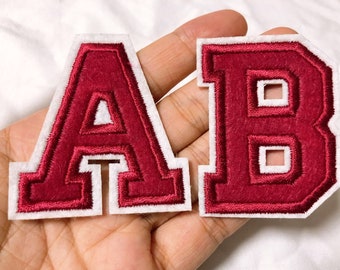 Red Embroidered iron on Letters Or numbers Applique Patch,Iron On Name Letters Patch for T-Shirt or Coat,Decoration  iron on Patches