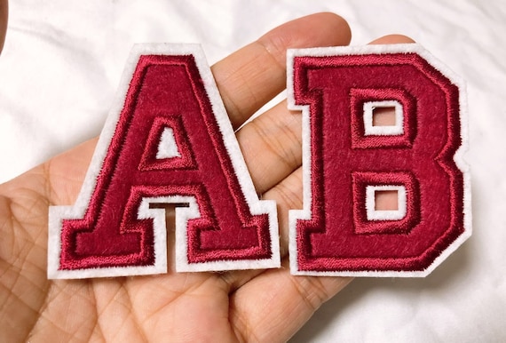 Red Black Letter Patch Patches Iron on /sew on Retro Alphabet Embroidery  Numbers 