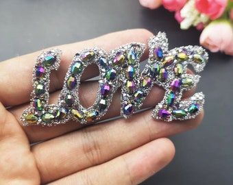 Love iron on patch fashion crystal n beaded  Rhinestone Applique applique