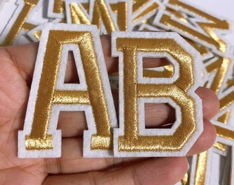 Golden letters embroidered patch applique clothing decoration patch applique