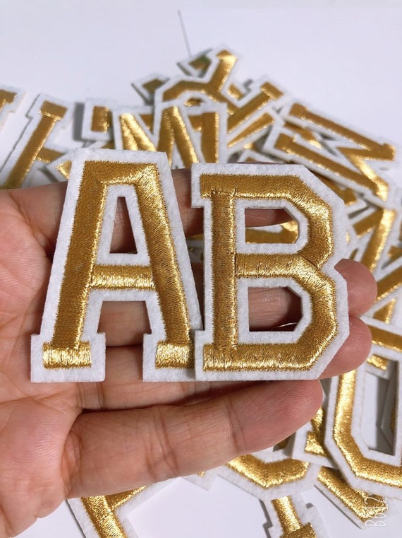 Letras de oro parche bordado apliques ropa decoración parche | Etsy México