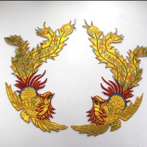 A pair phoenix embroidered patch applique decoration patch applique