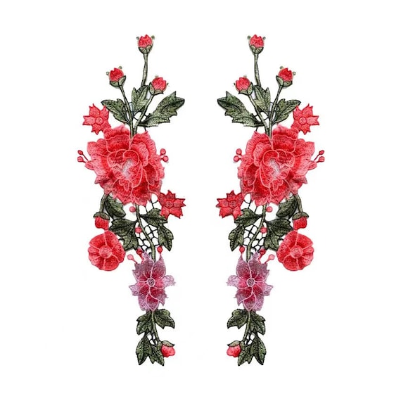 Xunhui toppa ricamata con fiori rosa per abbigliamento da cucire o da