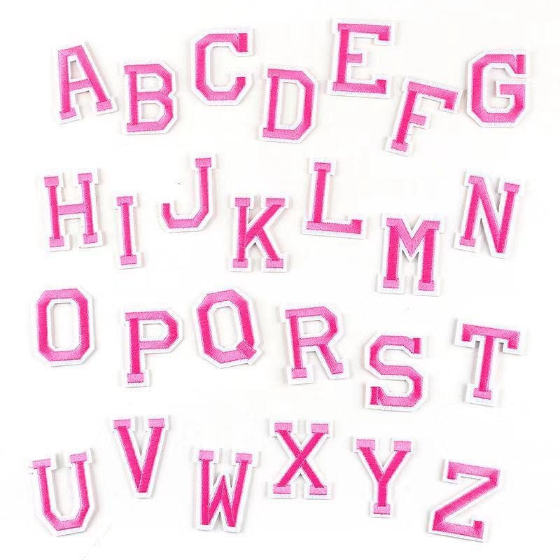 2pcs Hot Pink Iron on Patches, Small Iron on Letters Patches, Cursive Letters Embroidered Sewing Alphabet (B,b) for T-Shirts, Clothes, Jackets