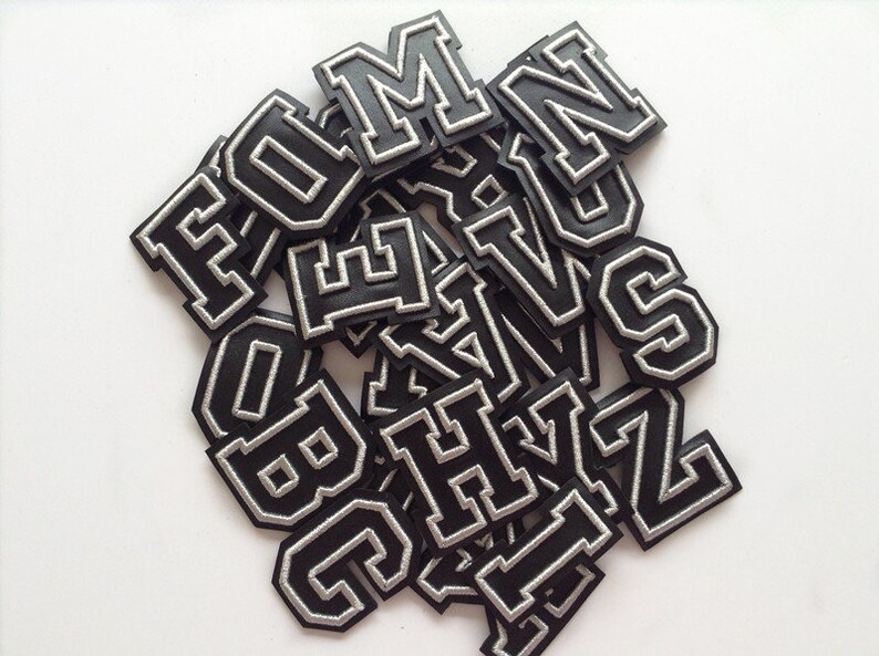 Black Letters Patch Alphabet Embroidered Applique Colorful Letters sew on Patches