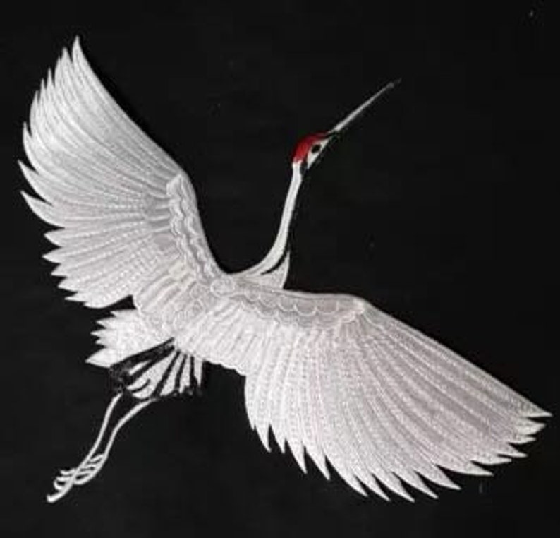 Crane patch embroidered applique clothing or jacket or coat decoration iron on patch image 9