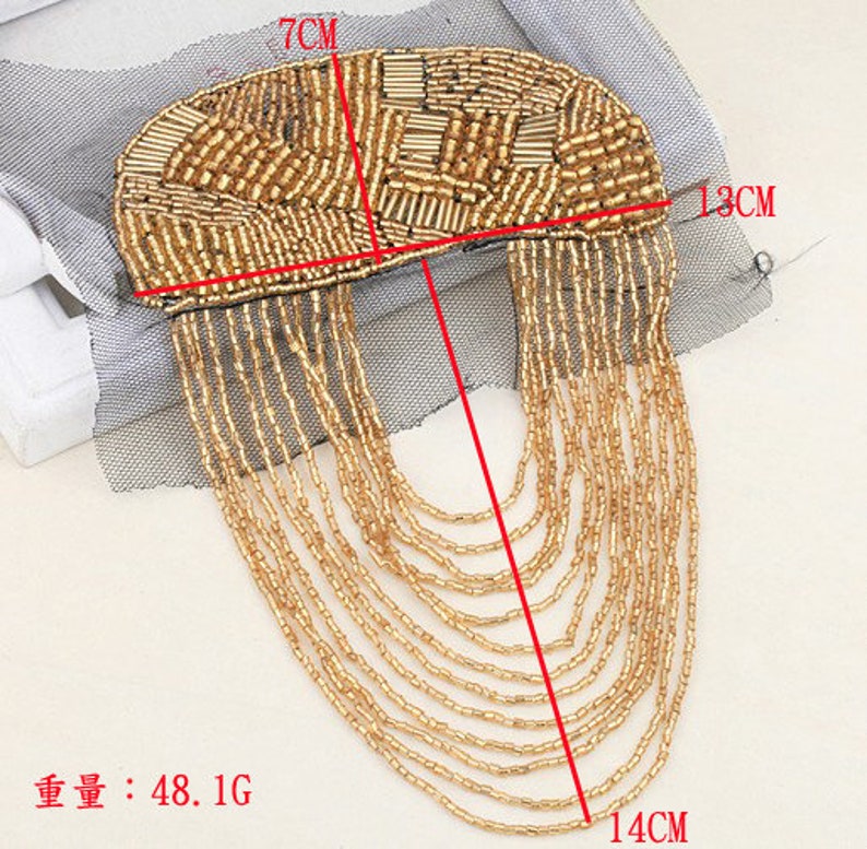 A pair gold vintage jewelery tassel big shoulder brooch epaulet epaulettes Shoulder Pads DIY Craft