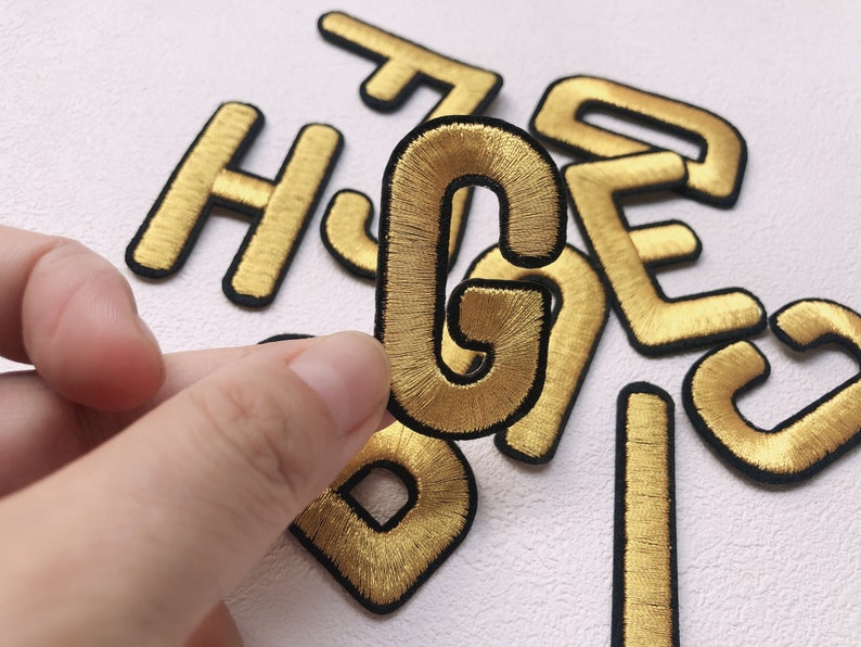Gold Thread Letters Gold Embroidered Letters Applique Patch,iron on Name Letters Patch for ...