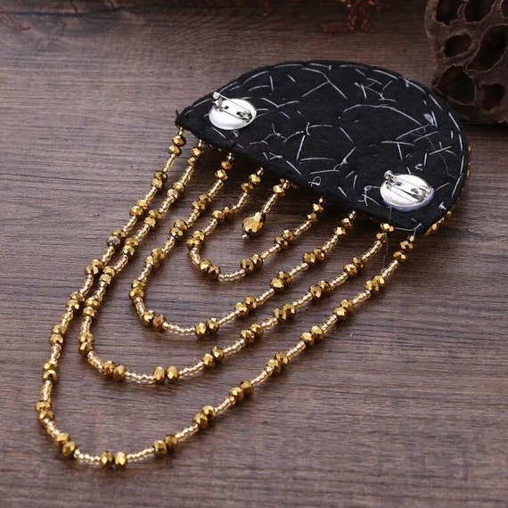 A pair gold vintage jewelery tassel big shoulder brooch epaulet epaulettes Shoulder Pads DIY Craft