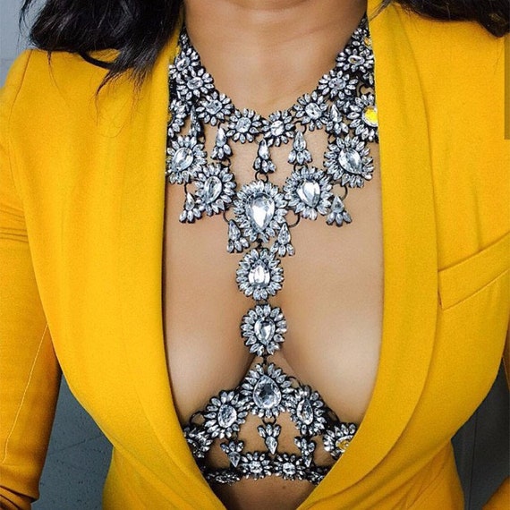 Fashion Necklace Body Chain Sexy Chest Chain Crystal Sexy Body Etsy
